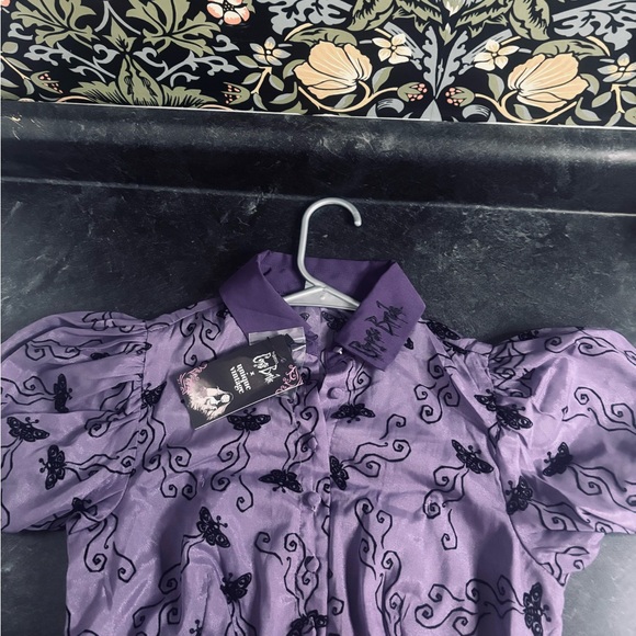 Unique Vintage x Corpse Bride women’s purple embroidered swing dress Sz XS NEW - Picture 13 of 13
